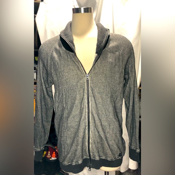 Diesel grey waffle knit zip jacket shawl knit collar XXL - Picture 2 of 14